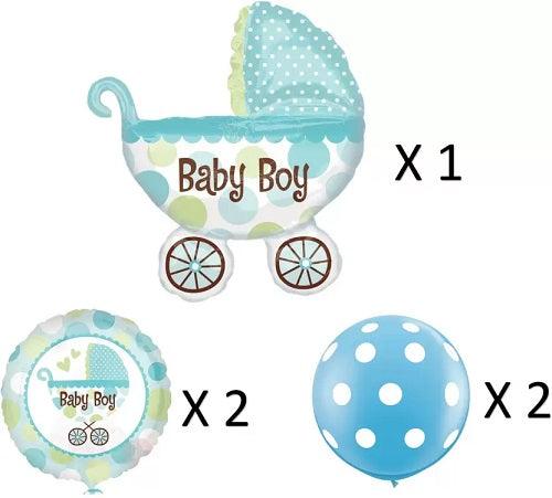 Its a Boy Pram Balloon - 5 pieces Set ALL PARTY SUPPLIES Pretty UR Party   
