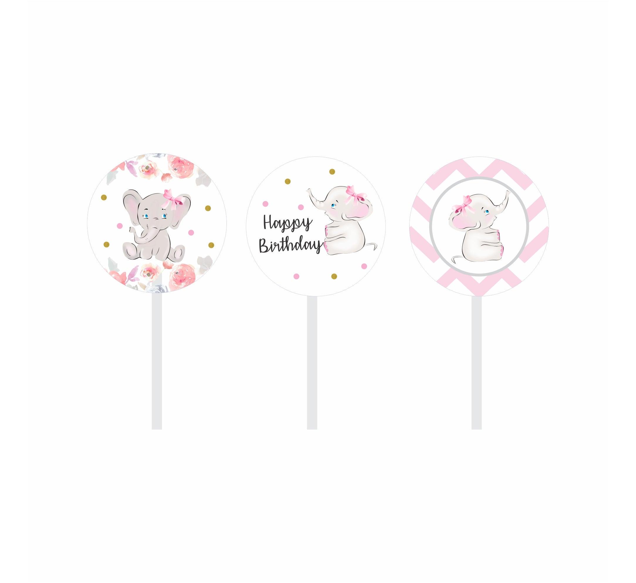 Baby Elephant Theme Cupcake / Food Toppers THEME PARTIES Pretty UR Party   