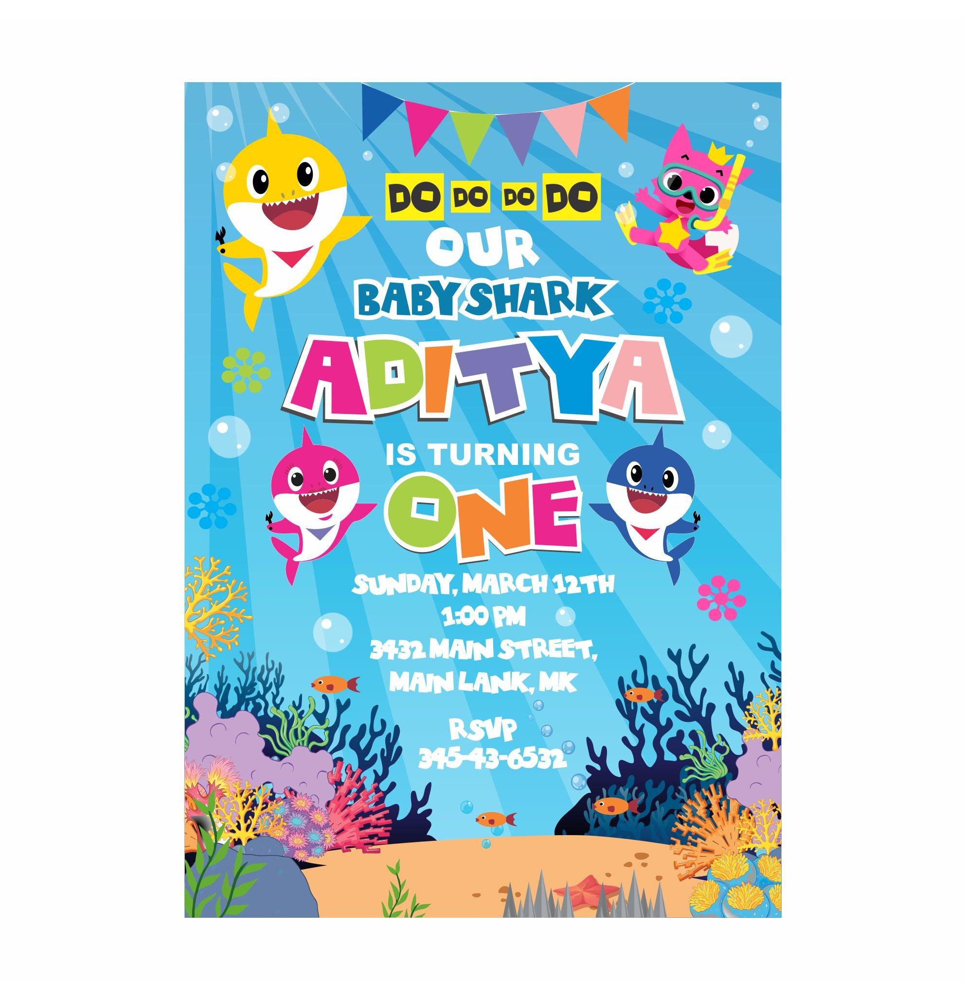 Baby Shark Theme E-Invitations ALL PARTY SUPPLIES Pretty UR Party   