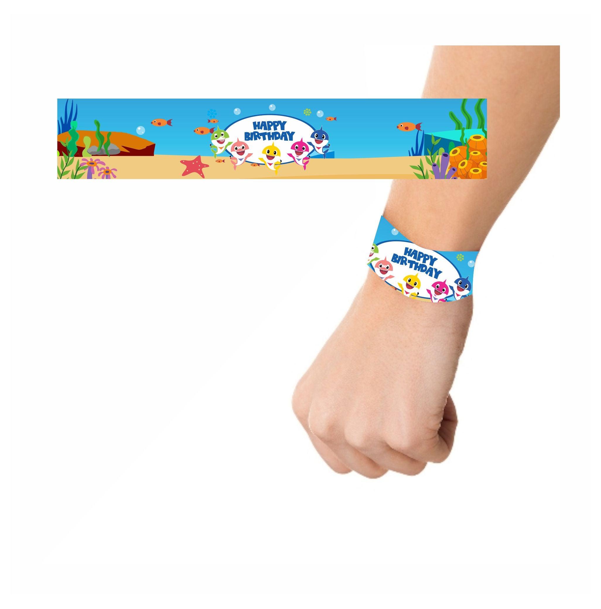 Baby Shark Theme Wrist Bands - Pack of 10 THEME PARTIES Pretty UR Party   