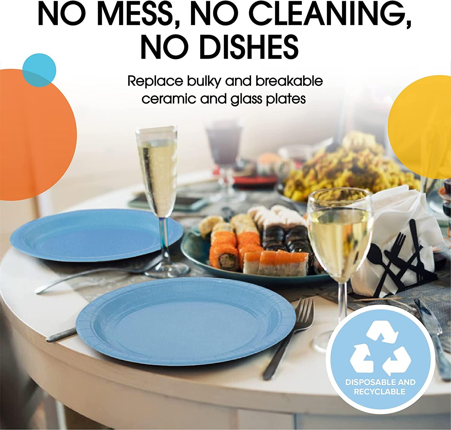 Blue Paper Plates - Pack of 10 THEME PARTIES Pretty UR Party   