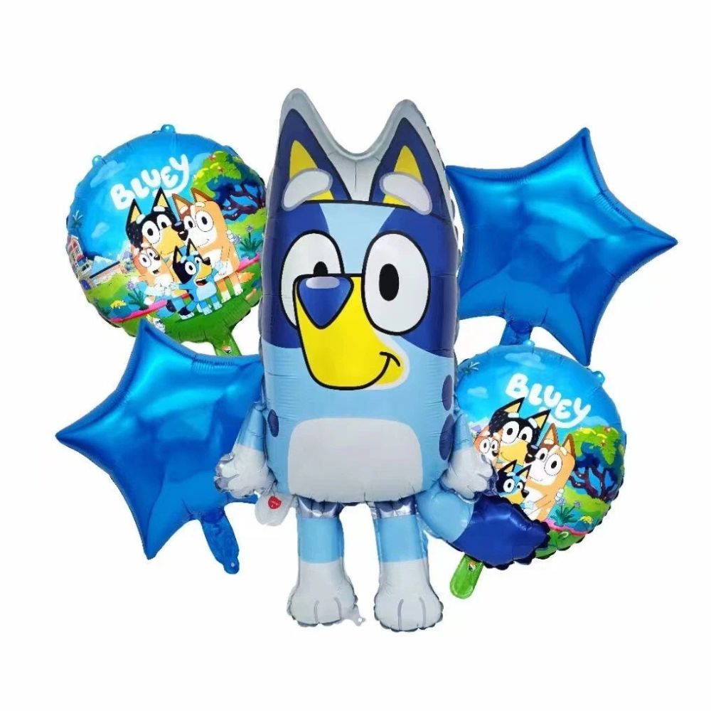 Bluey theme Foil Balloons - Pack of 5 BALLOONS PRETTY UR PARTY