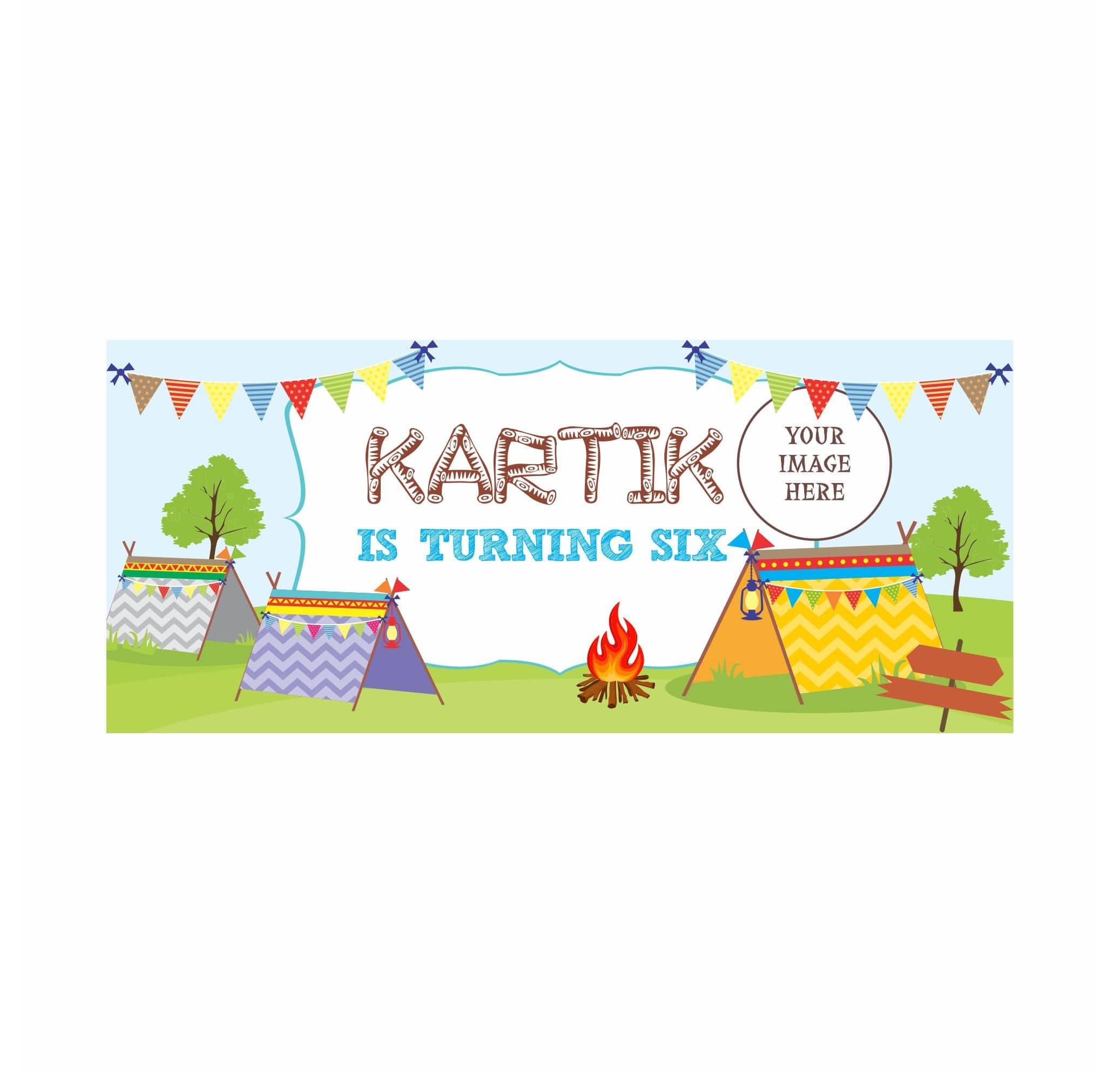 Personalized Camping Theme Banner 30in ALL PARTY SUPPLIES Pretty UR Party   