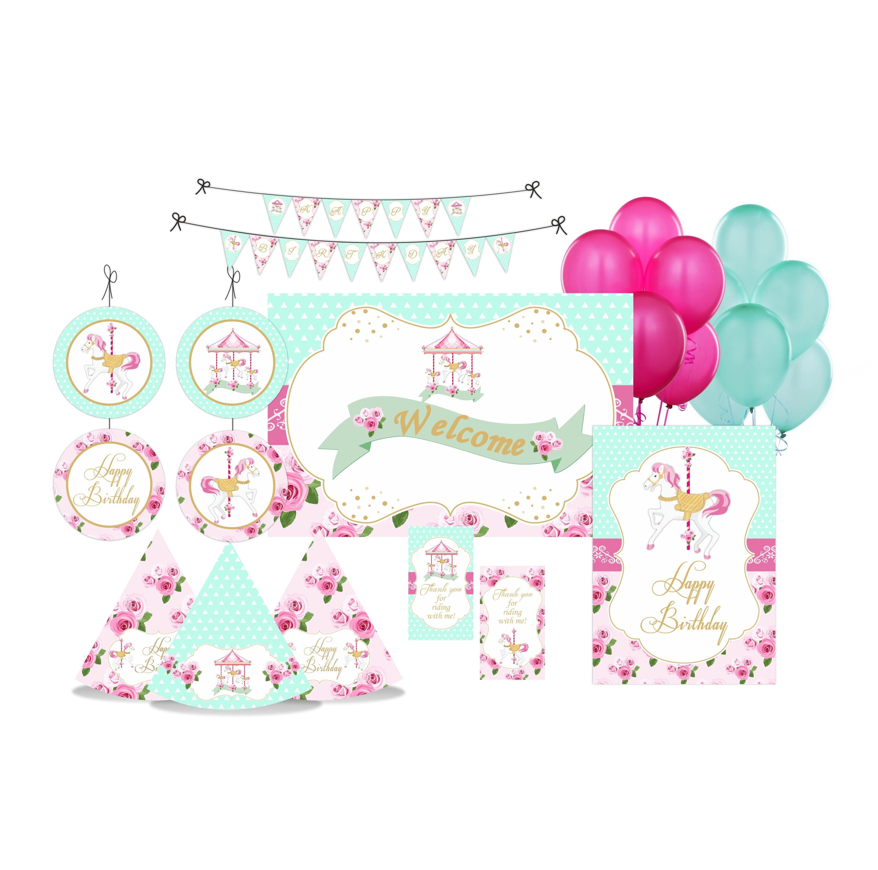 Carousel Party Decorations Kit - 80 Pieces Combo Pack BIRTHDAYS Pretty UR Party   