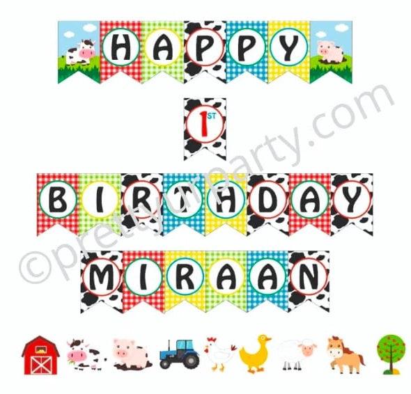Farm Friends Bunting THEME PARTIES Pretty UR Party   