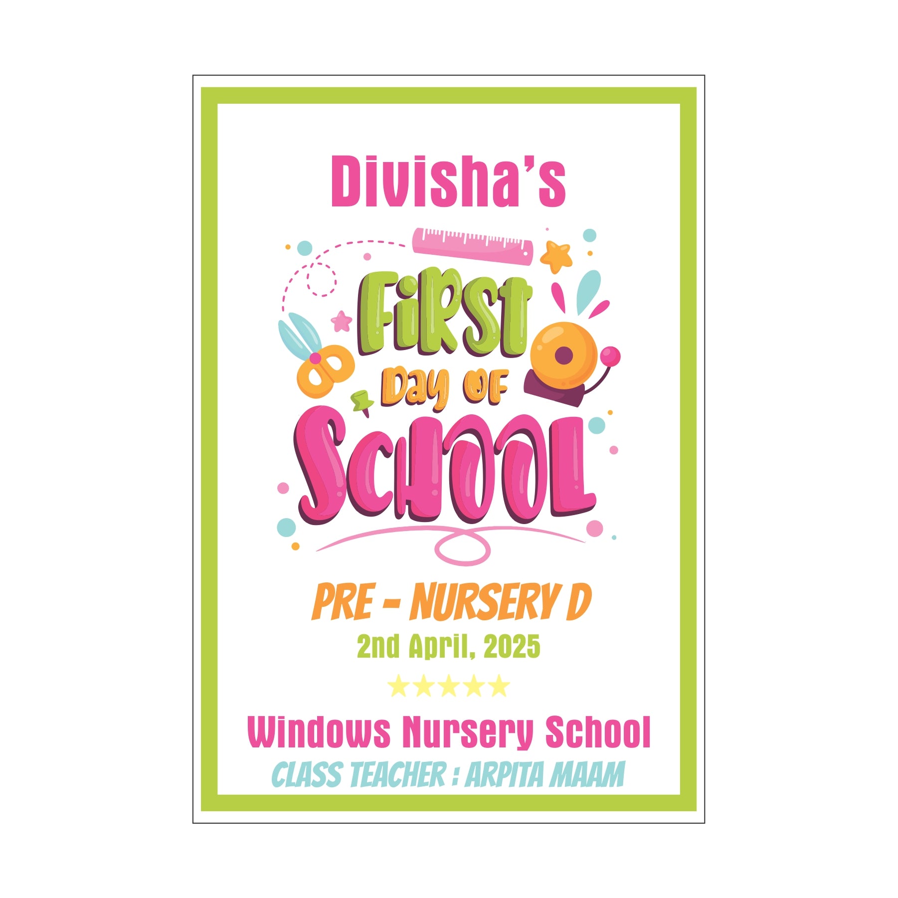 First Day of School Sign Pretty UR Party