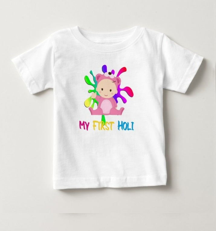 My first Holi T-shirt - Girl HOLI Pretty UR Party   