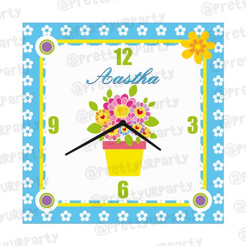 Personalised Flowers Clock RETURN GIFTS Pretty UR Party   