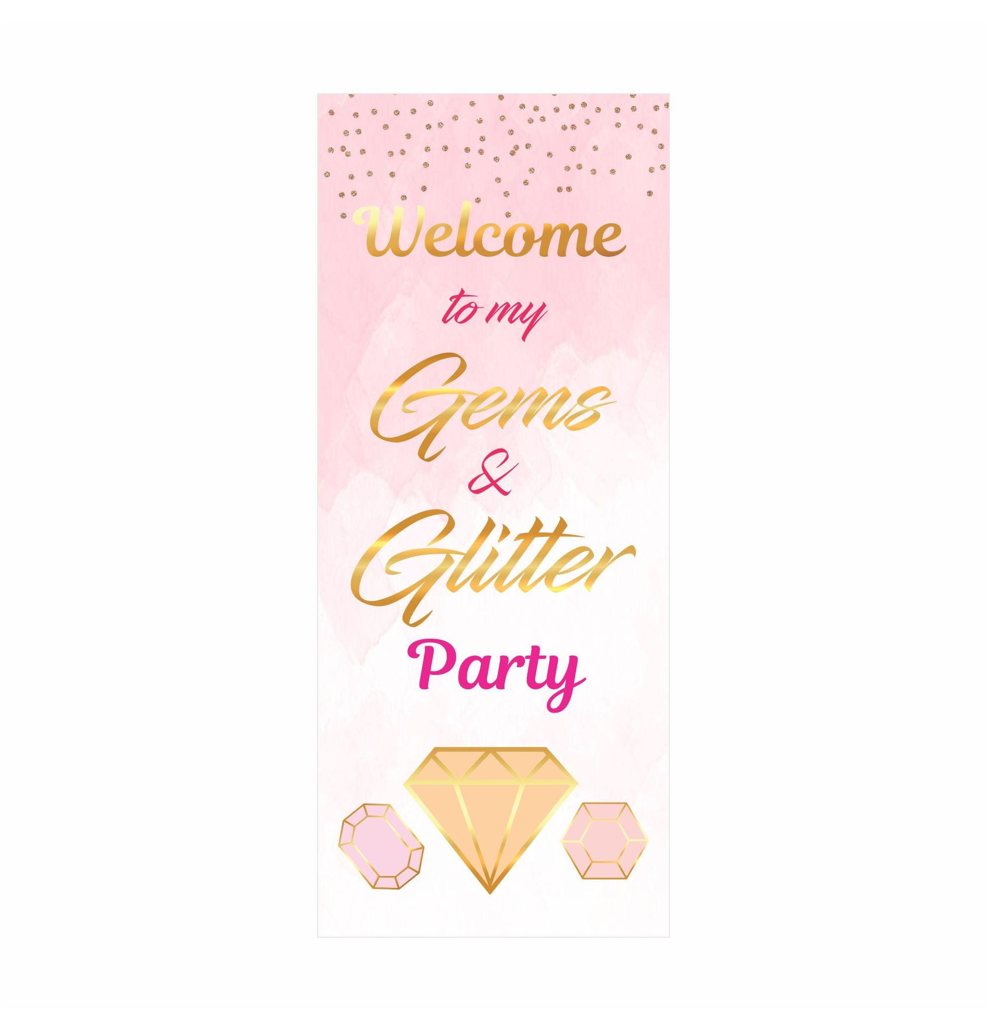 Gem and Glitter Theme Door Banner THEME PARTIES Pretty UR Party   