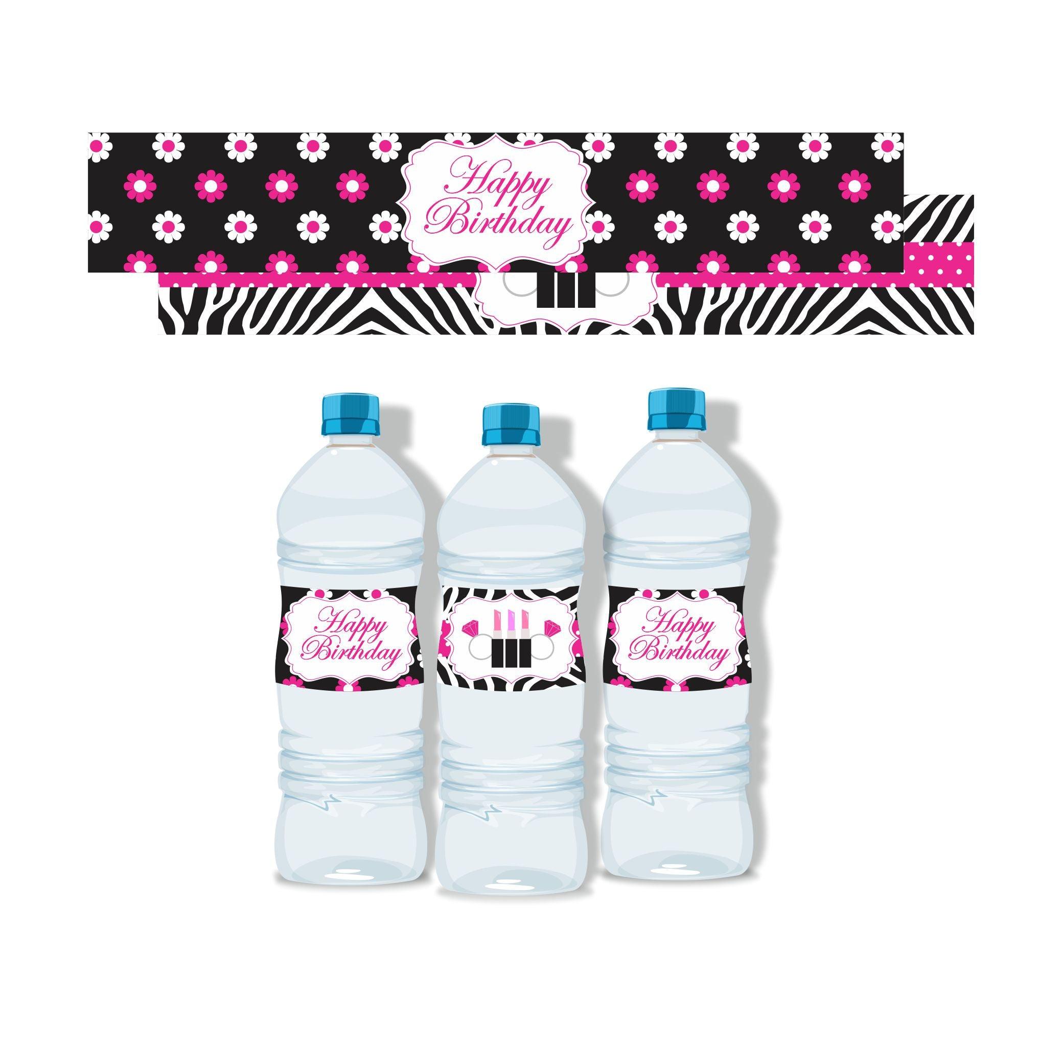 Glam Diva Water Bottle Labels THEME PARTIES Pretty UR Party   