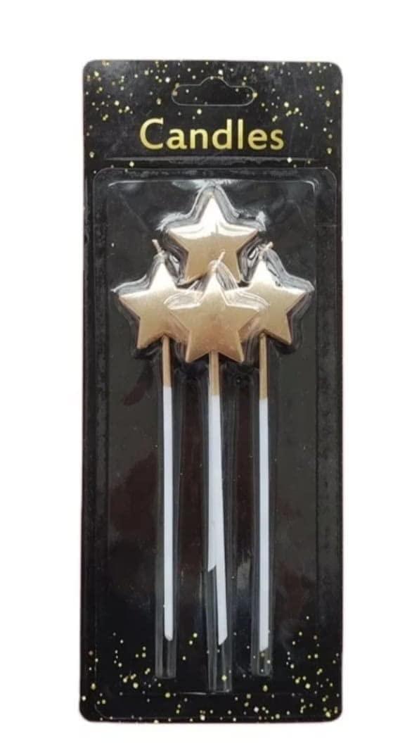 Golden Star Candle - Pack of 4 THEME PARTIES Pretty UR Party   