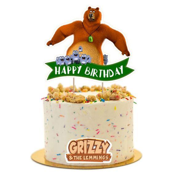 Grizzy and the Lemmings Printed Cake Topper HANDCRAFTED Pretty UR Party