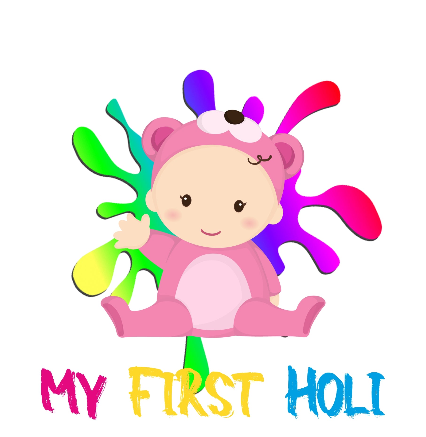 My first Holi T-shirt - Girl HOLI Pretty UR Party   