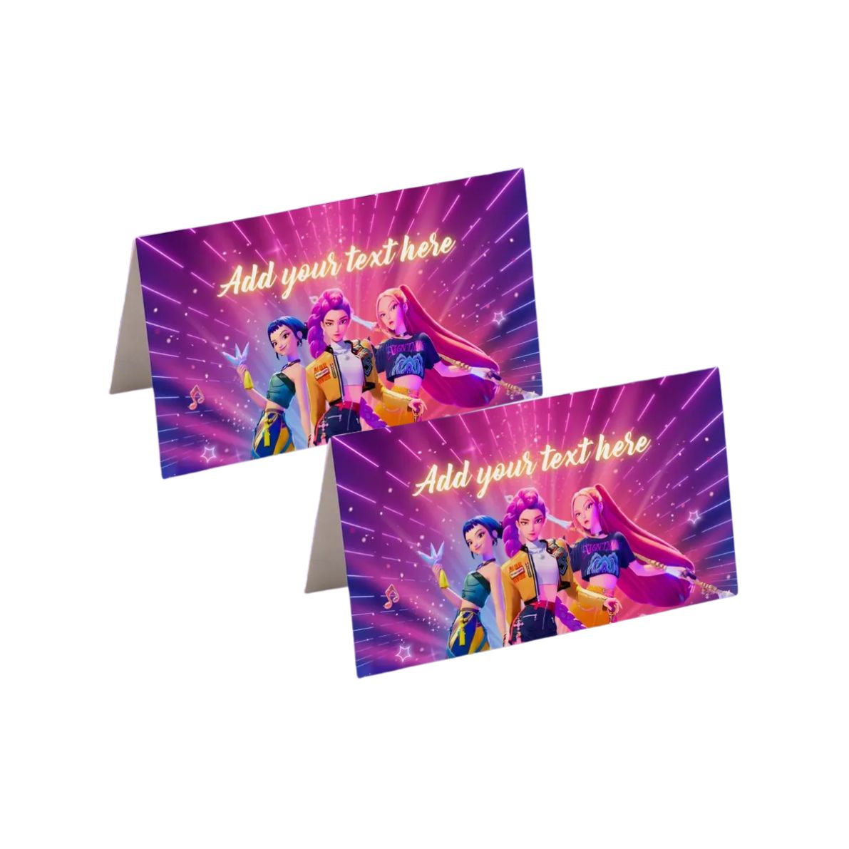 K-pop Demon Hunters theme Food Labels / Buffet Table Cards - Pack of 12
