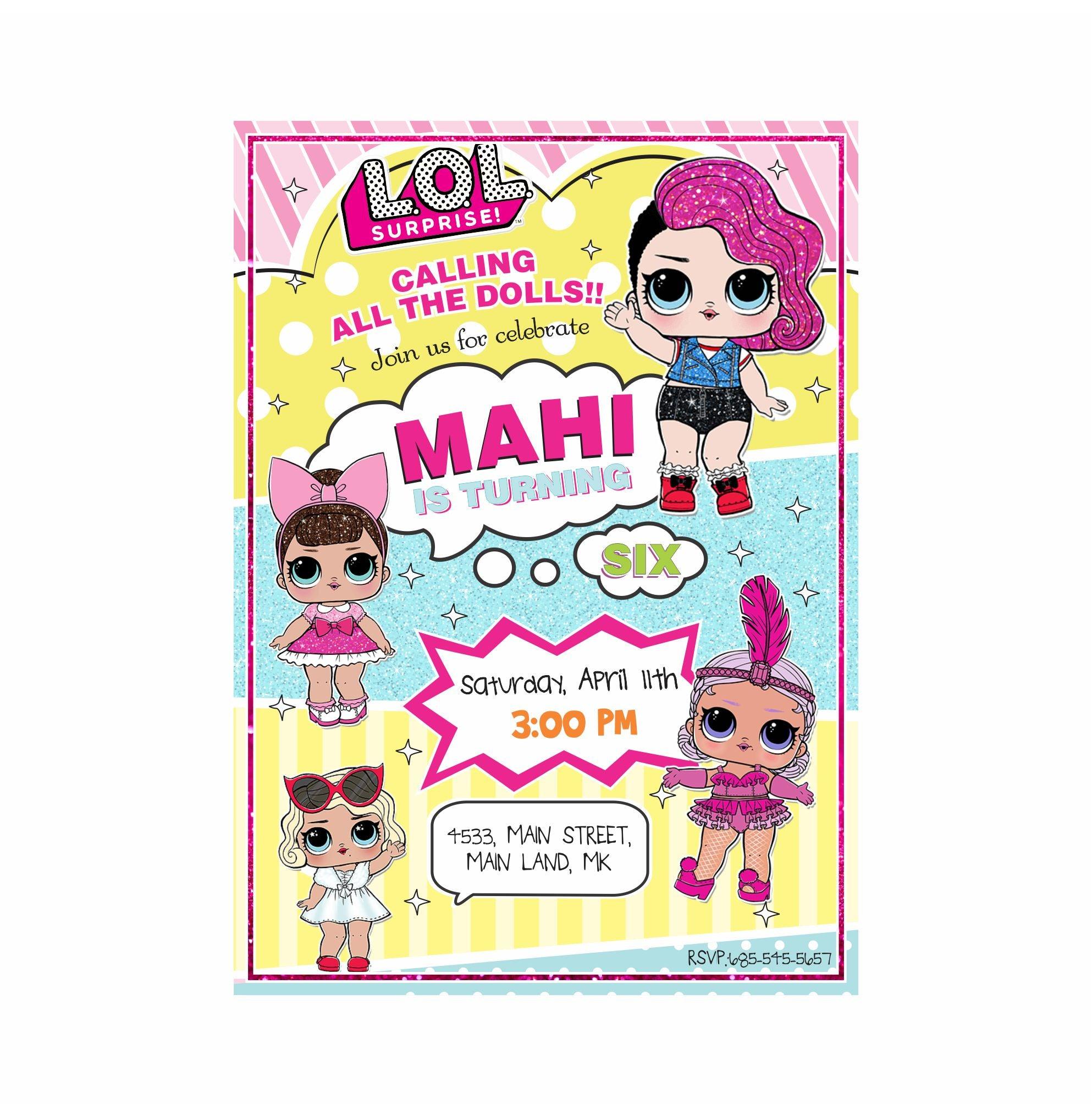 LOL Surprise Theme E-Invitations ALL PARTY SUPPLIES Pretty UR Party   