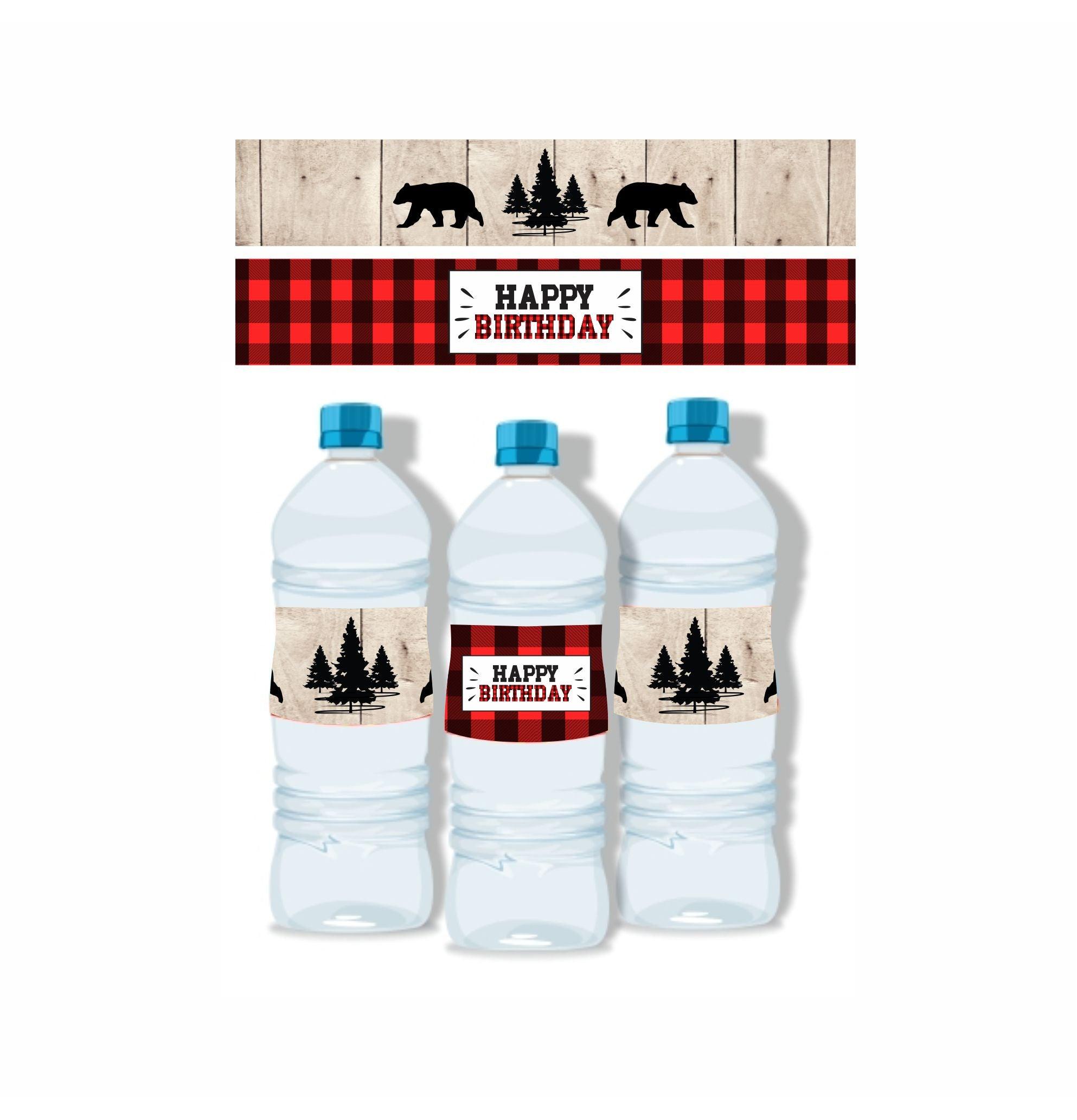 Lumberjack Theme Water Bottle Labels THEME PARTIES Pretty UR Party   