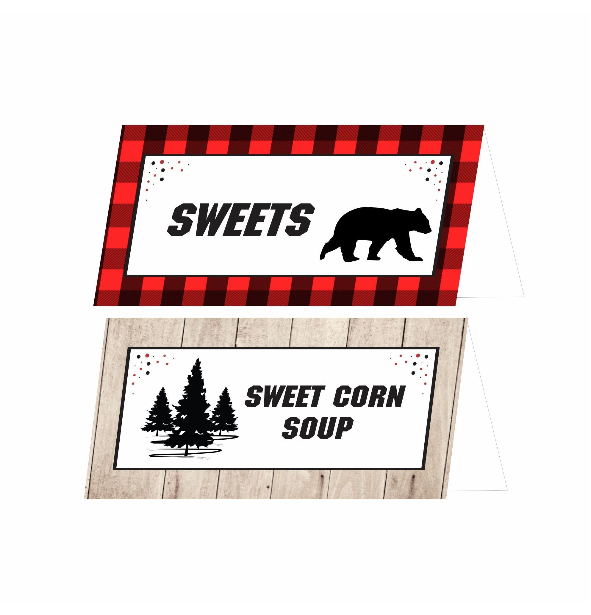 Lumberjack Theme Food Labels / Buffet Table Cards THEME PARTIES Pretty UR Party   