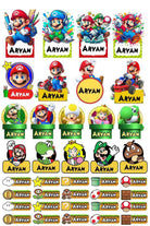 Super Mario theme Sticker Labels - Pack of 31 BACK TO SCHOOL PRETTY UR PARTY