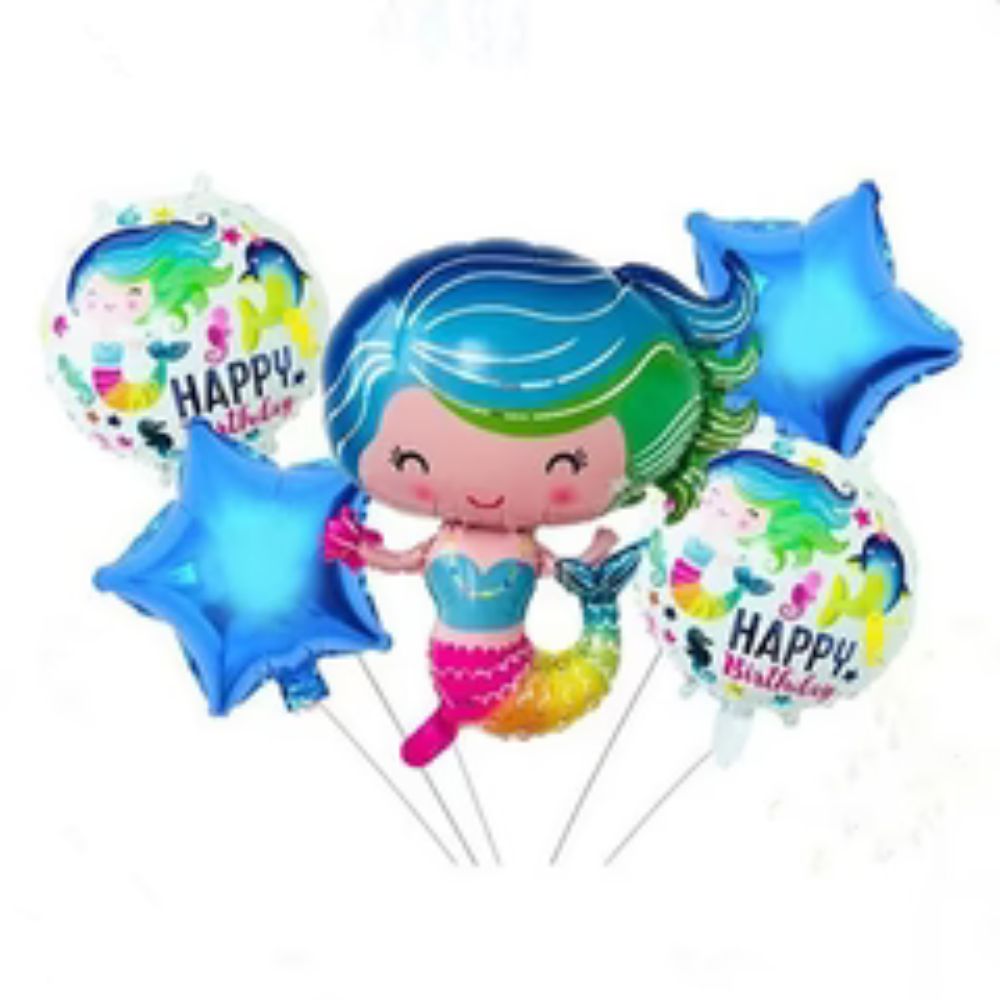 Mermaid Foil Balloons - Pack of 5 BALLOONS PRETTY UR PARTY