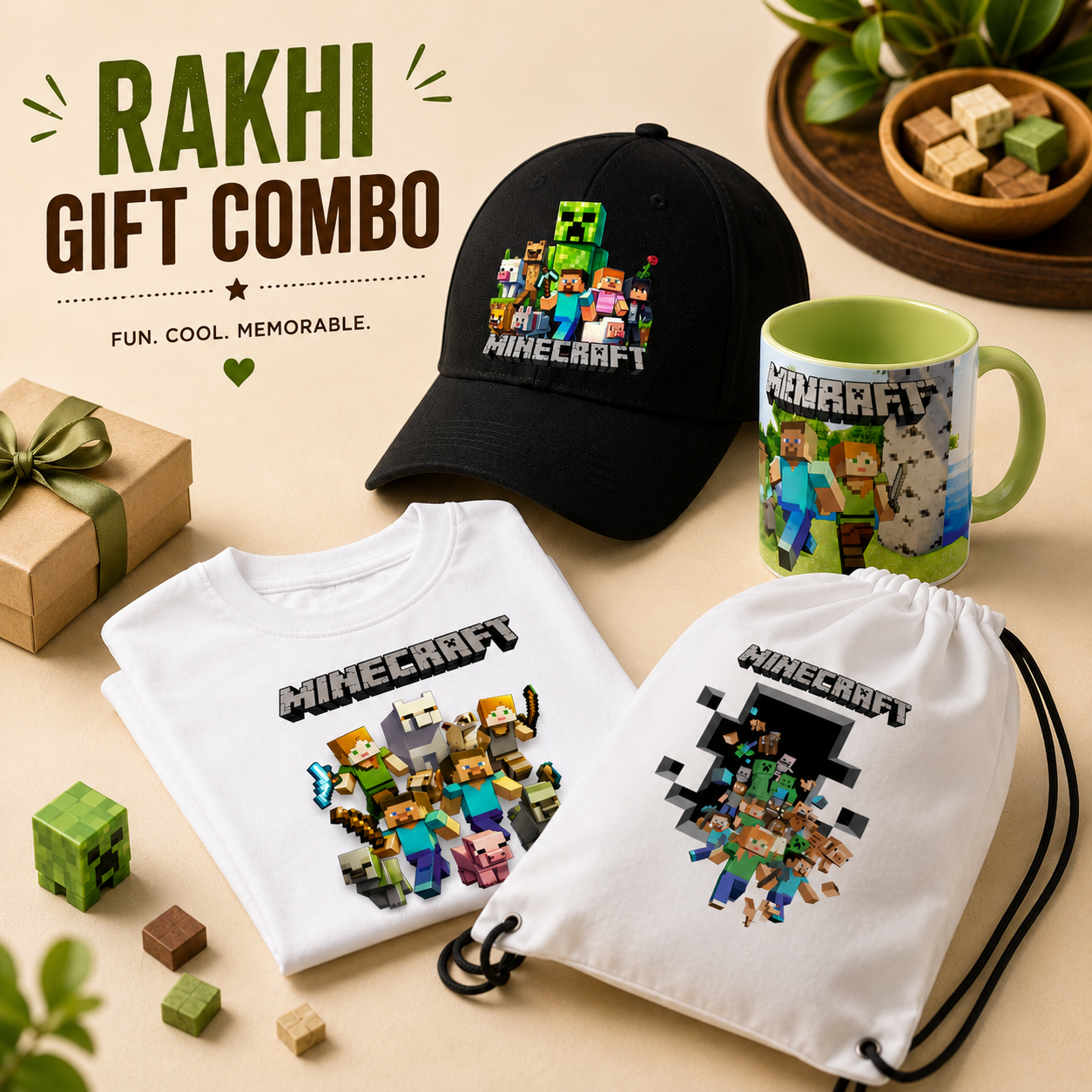 Minecraft Inspired Rakhi Gift Combo for Kids