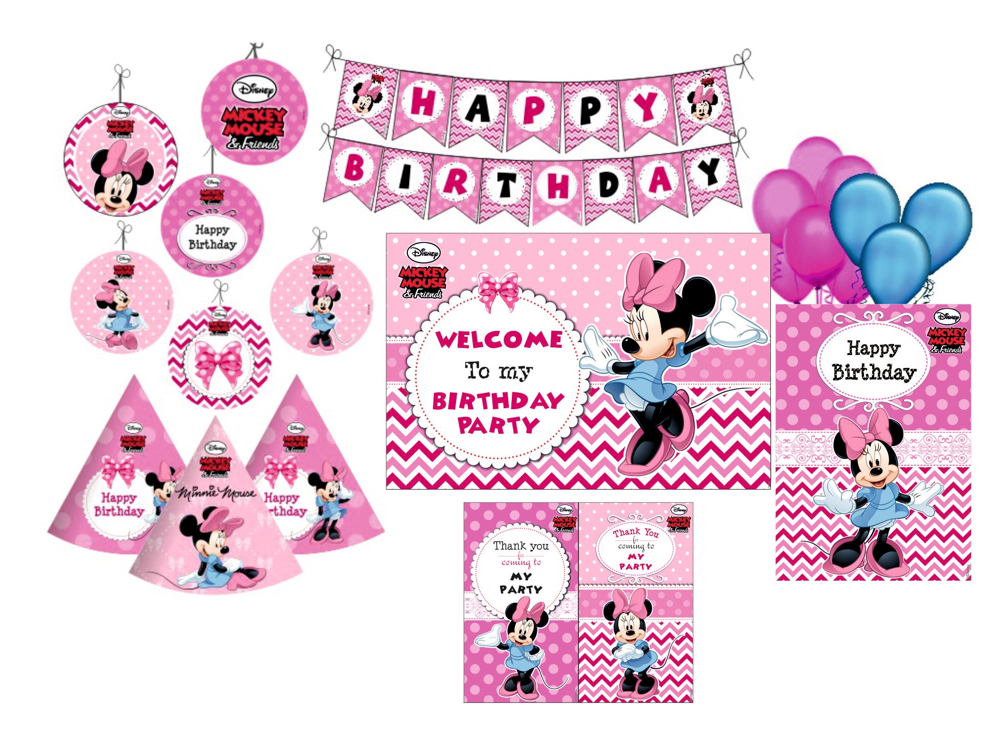 Disney Minnie Mouse Party Decorations Kit - 80 pieces combo pack THEME PARTIES Pretty UR Party   