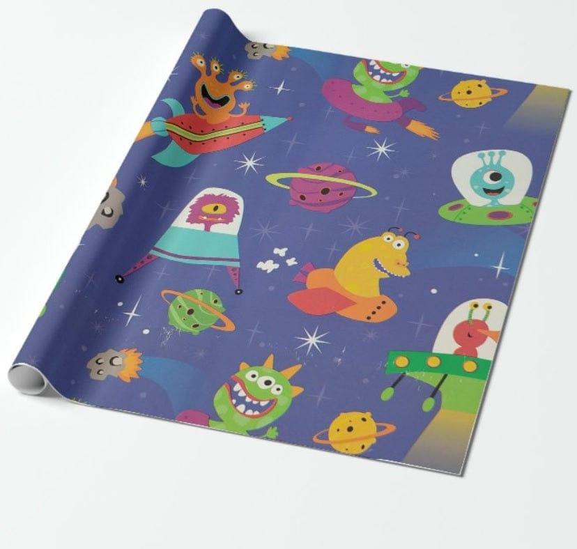 Space Monsters Wrapping Paper (Pack of 5) ACCESSORIES Pretty UR Party   