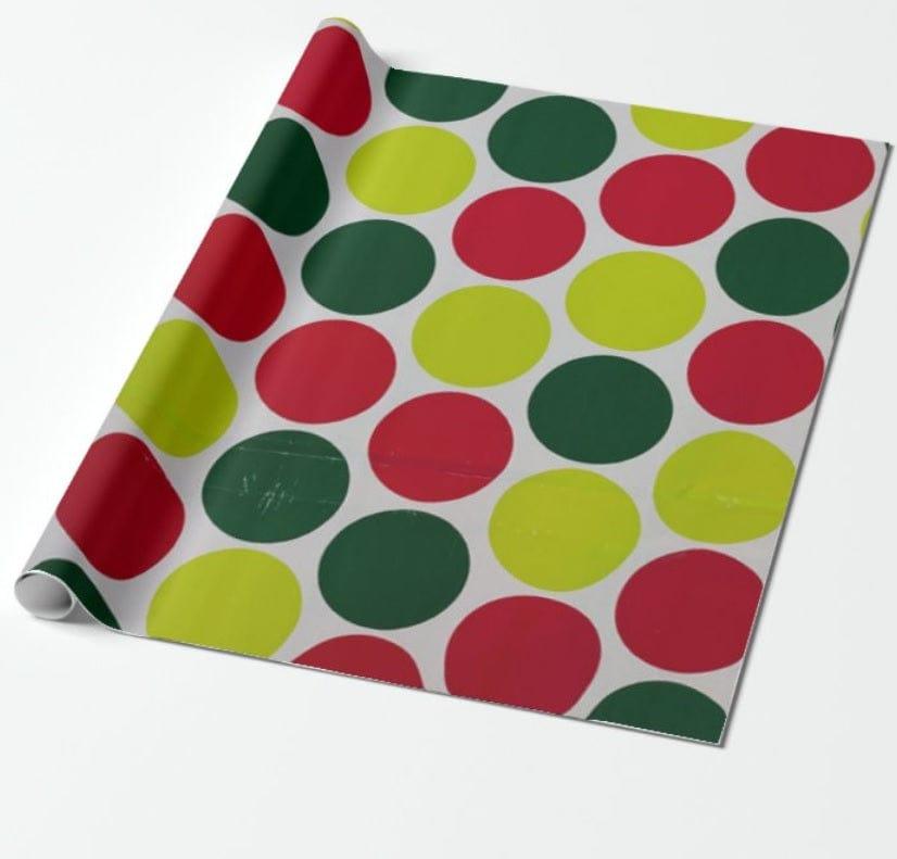 Red Green Yellow Polka Dots Wrapping Paper (Pack of 5) ACCESSORIES Pretty UR Party   