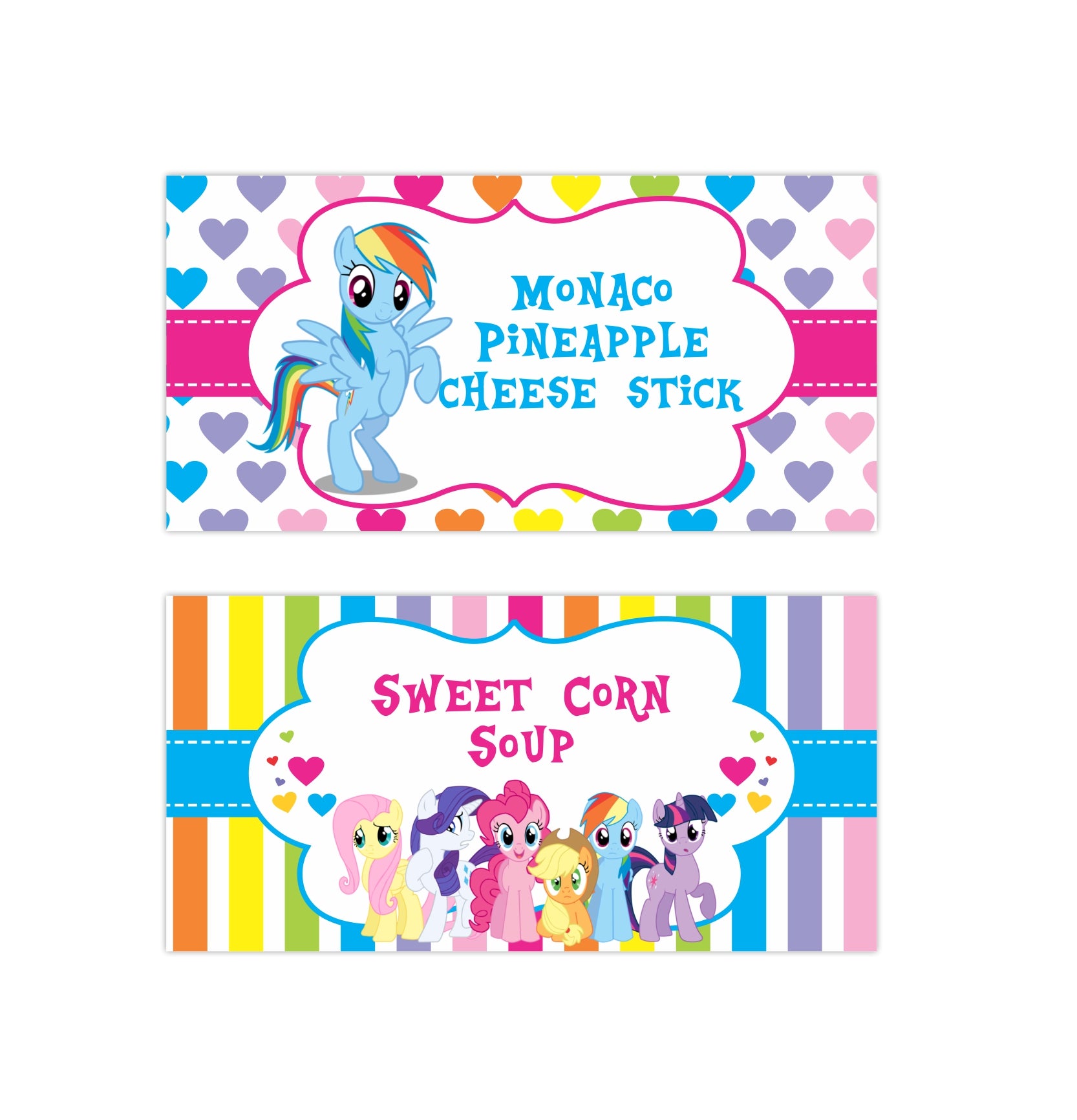 My Little Pony Food Labels / Buffet Table Cards THEME PARTIES Pretty UR Party   