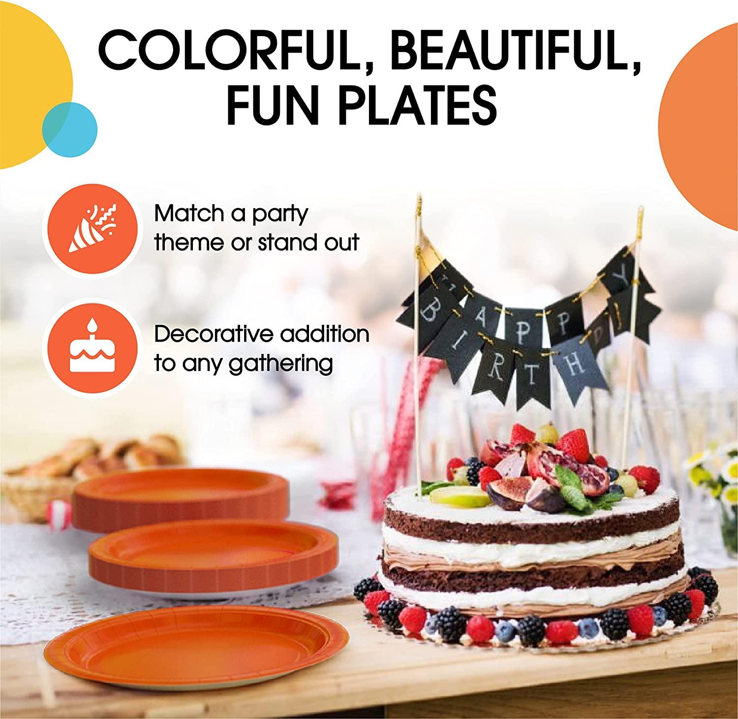 Orange Paper Plates - Pack of 10 TABLEWARE Pretty UR Party   
