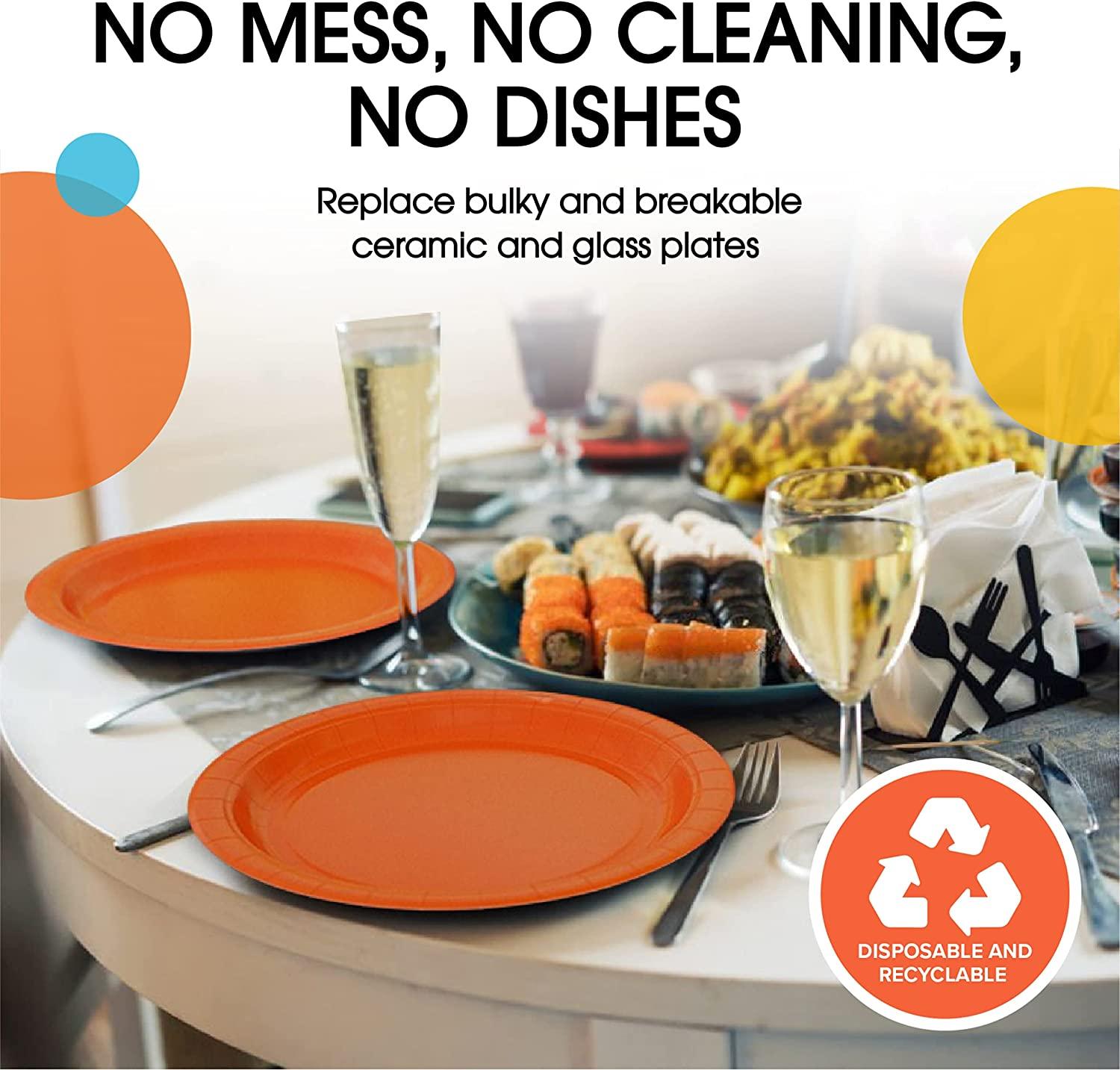 Orange Paper Plates - Pack of 10 TABLEWARE Pretty UR Party   