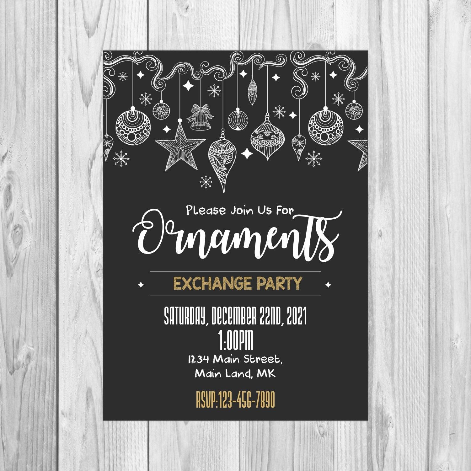 Christmas Ornaments exchange Invitations PRETTY UR PARTY