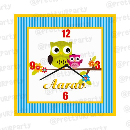 Personalised GirlyOwl Clock RETURN GIFTS Pretty UR Party   