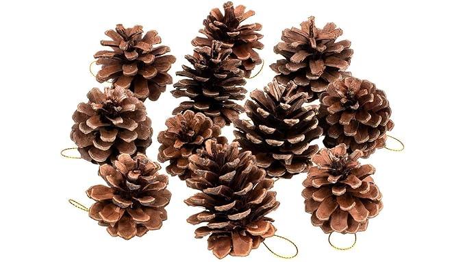 Christmas Decoration Wooden Pine Cones Hanging Ornaments - 12 pcs DECORATIONS Pretty UR Party   