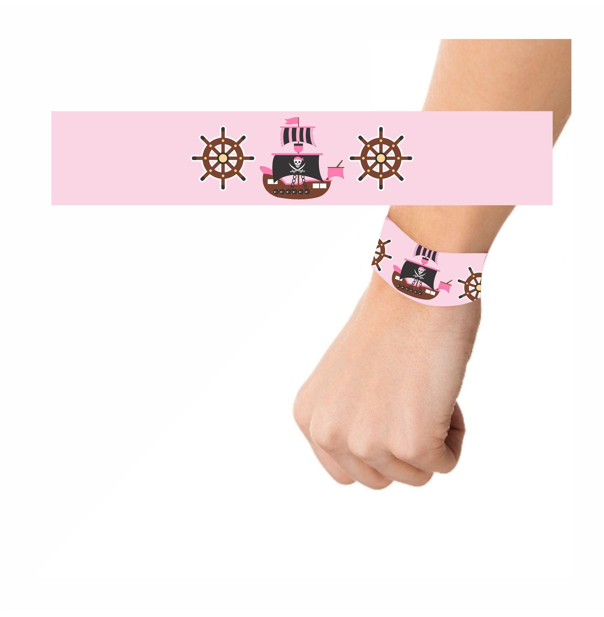 Girly Pirate Theme Wrist Bands - Pack of 10 THEME PARTIES Pretty UR Party   