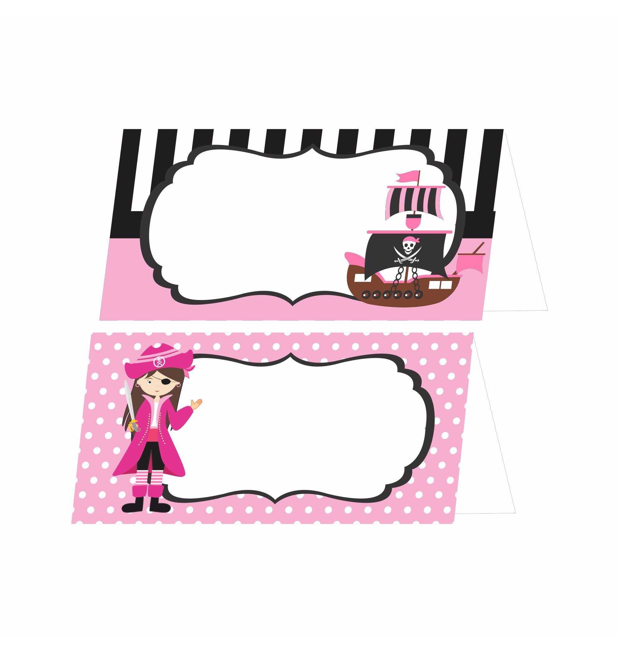 Girly Pirate Theme Food Labels / Buffet Table Cards THEME PARTIES Pretty UR Party   