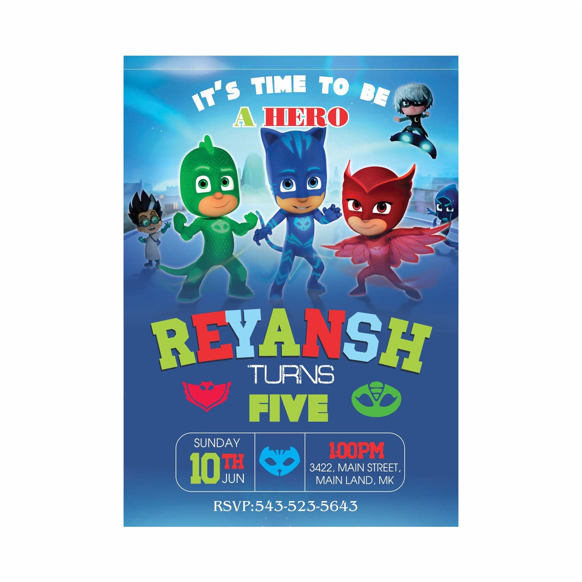 PJ Masks Theme Invitations | PJ Masks Invites – PRETTY UR PARTY