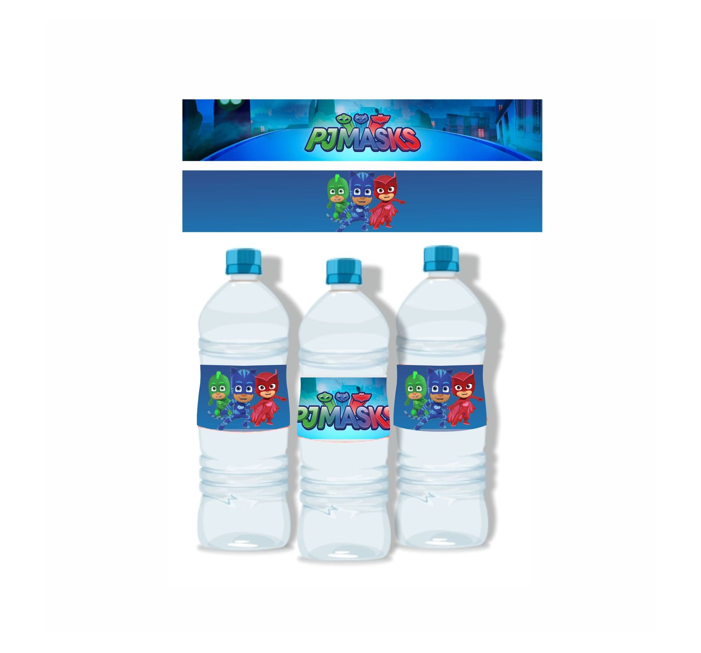 PJ Masks Theme Water Bottle Labels THEME PARTIES Pretty UR Party   
