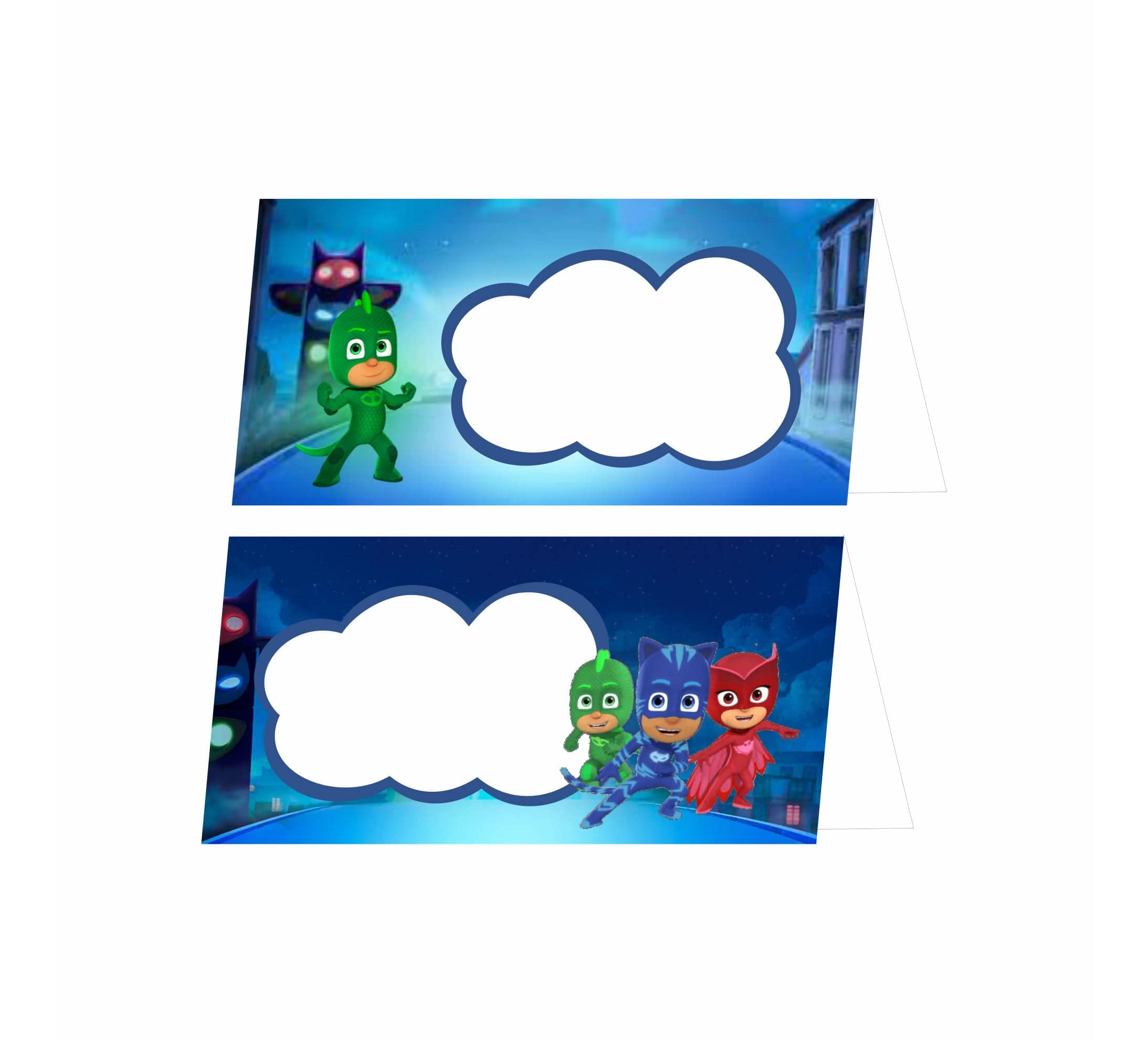 PJ Masks Theme Food Labels / Buffet Table Cards THEME PARTIES Pretty UR Party   