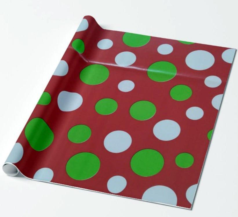 Red with Green and White Polka Dots  Wrapping Paper (Pack of 5) ACCESSORIES Pretty UR Party   