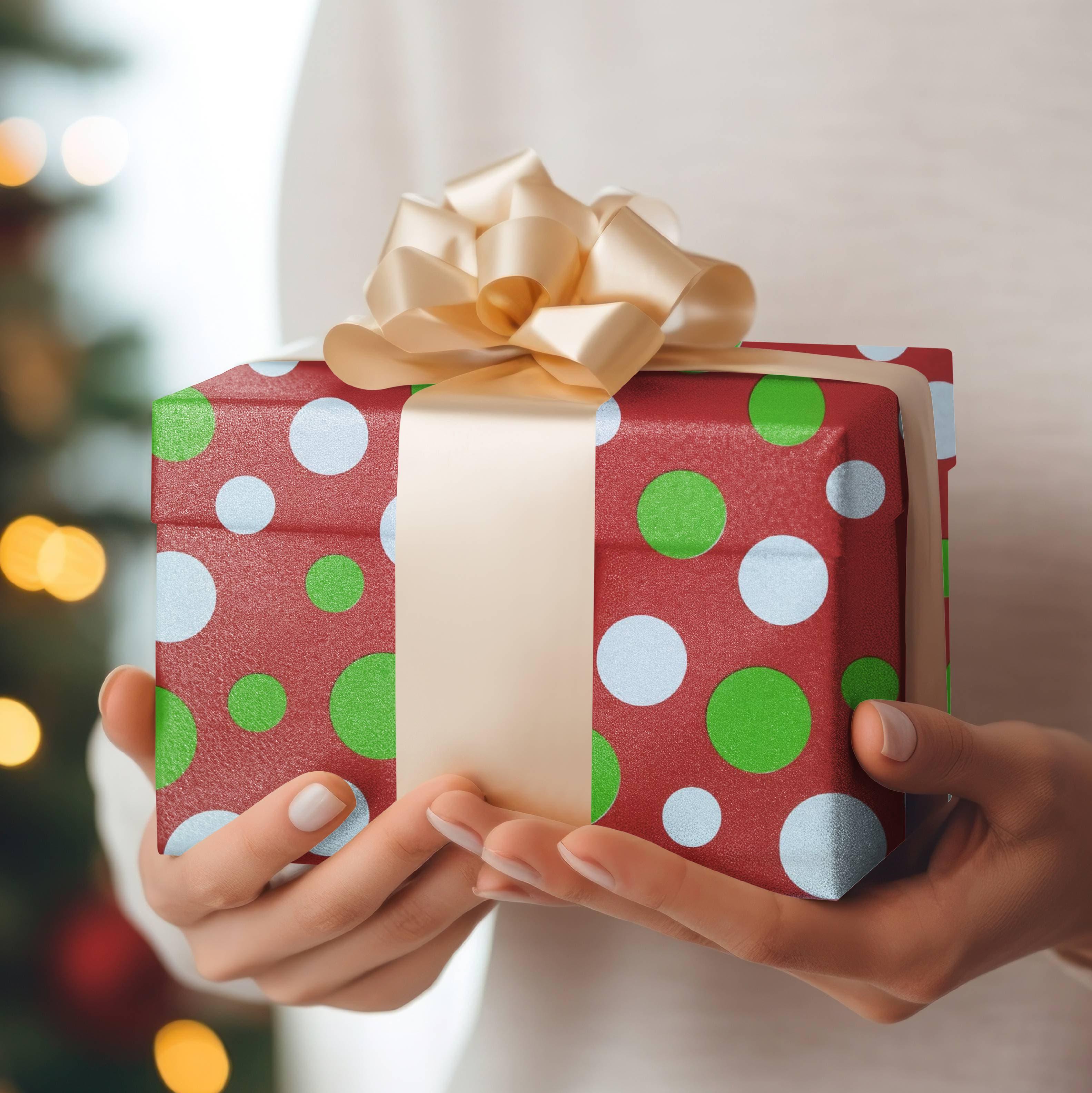 Red with Green and White Polka Dots  Wrapping Paper (Pack of 5) ACCESSORIES Pretty UR Party   