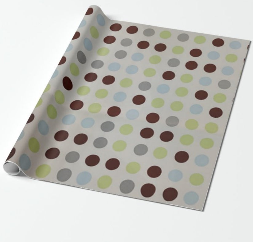 Brown and Green Polka Dots Wrapping Paper - Pack of 5 ACCESSORIES Pretty UR Party   