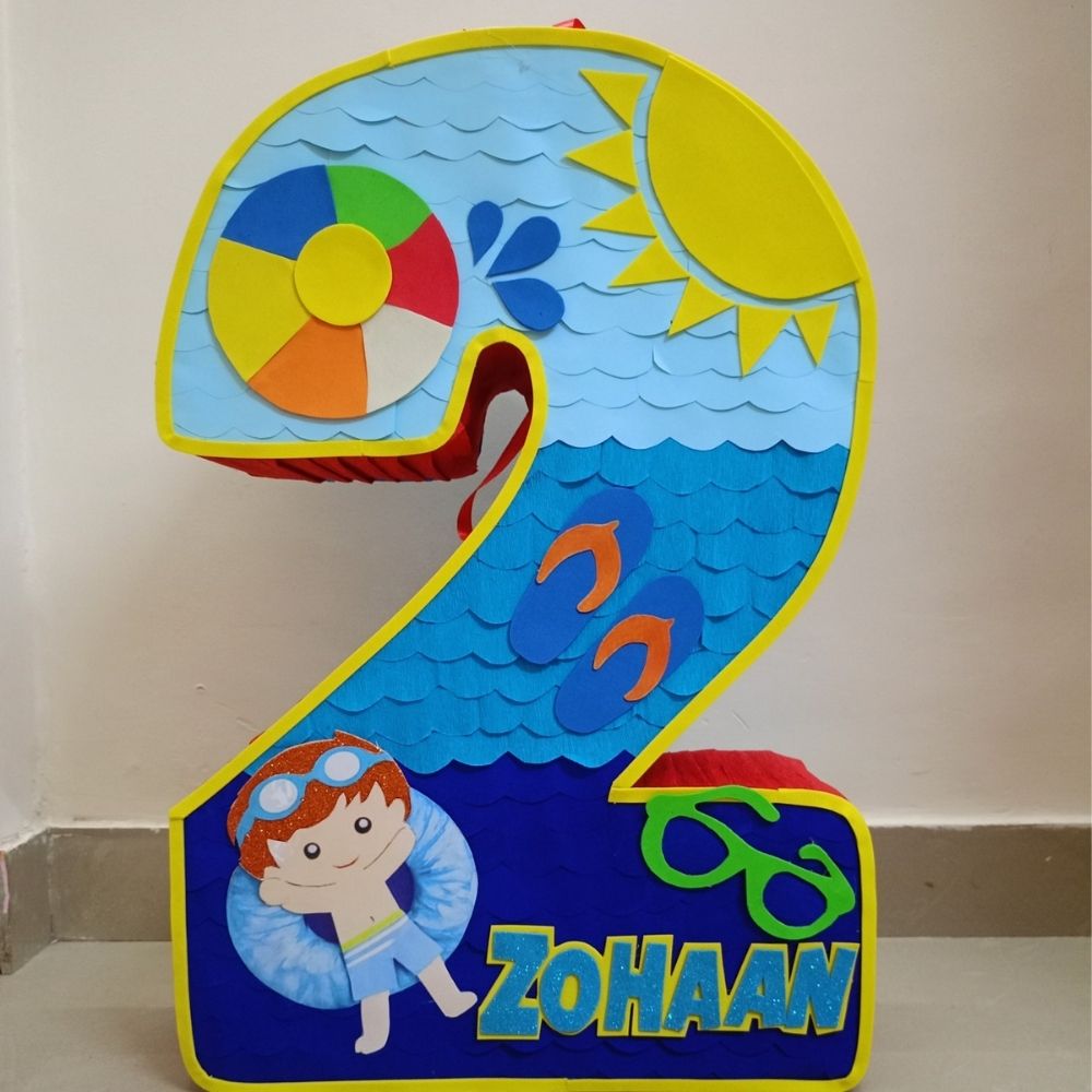 Handcrafted Pool Party theme Letter Pinata