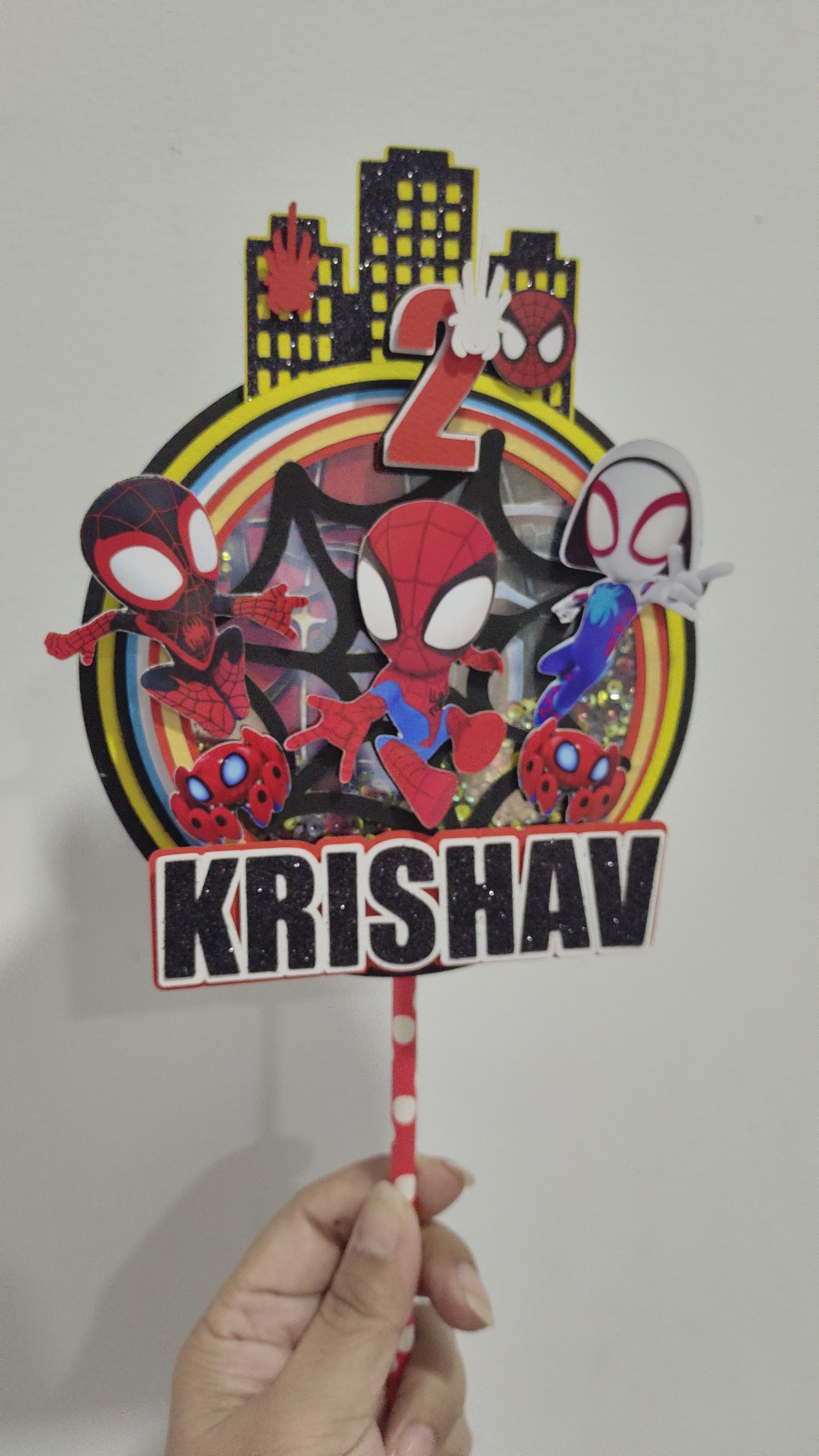 Spidey and his amazing friends Shaker Cake Topper HANDCRAFTED Pretty UR Party