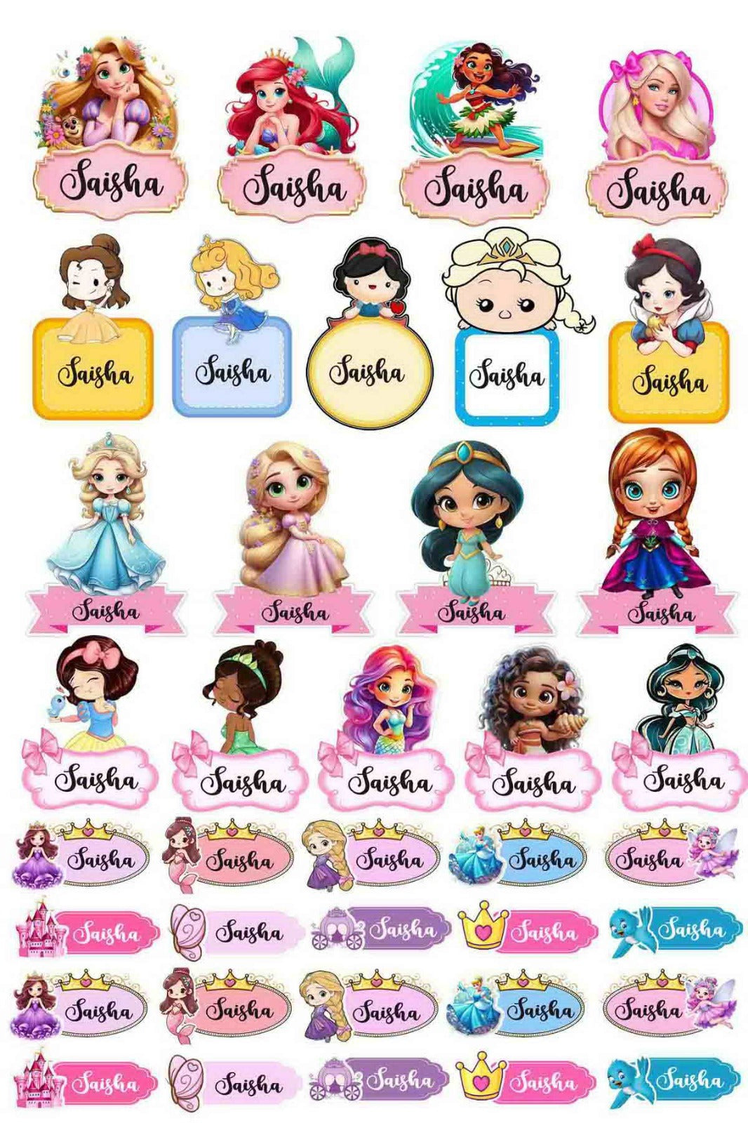 Princess theme Sticker Labels - Pack of 31 BACK TO SCHOOL PRETTY UR PARTY