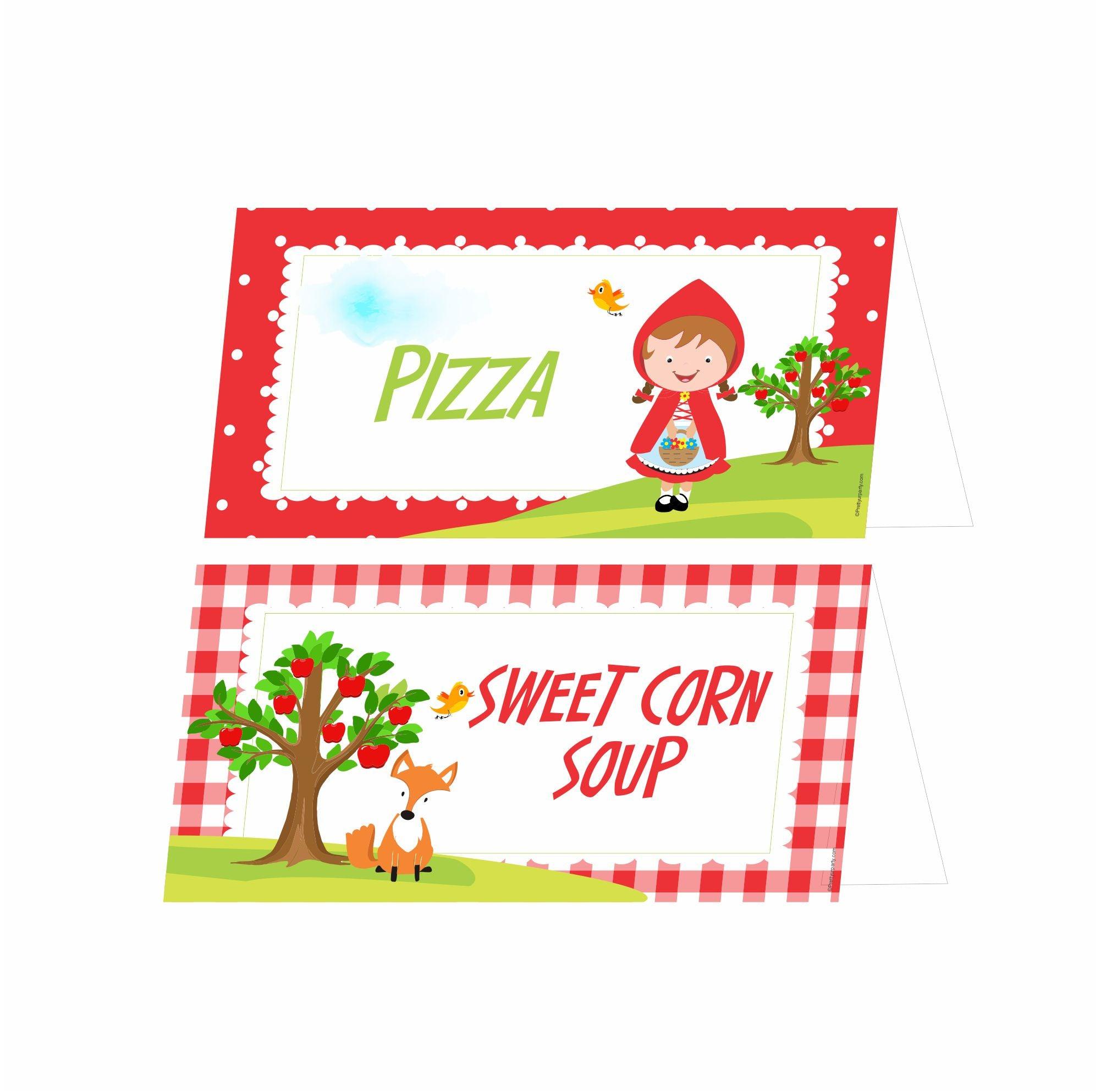Little Red Riding Hood Theme Food Labels / Buffet Table Cards THEME PARTIES Pretty UR Party   