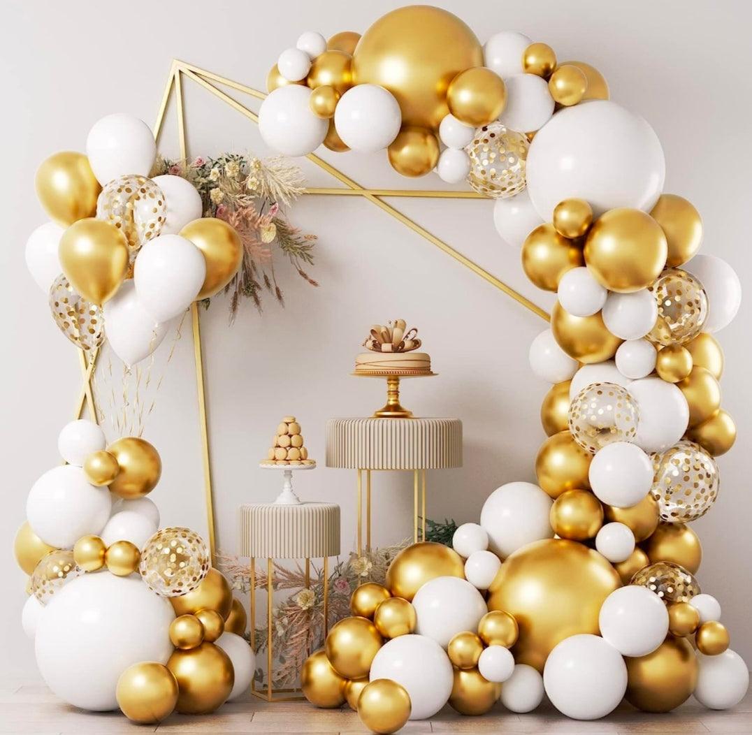 Chrome Gold and White Balloons Kit - Pack of 67 pieces DECORATIONS Pretty UR Party
