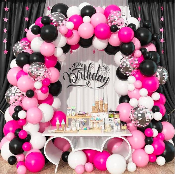 Pink and Black Balloons Arch Kit - Pack of 78 pieces DECORATIONS Pretty UR Party
