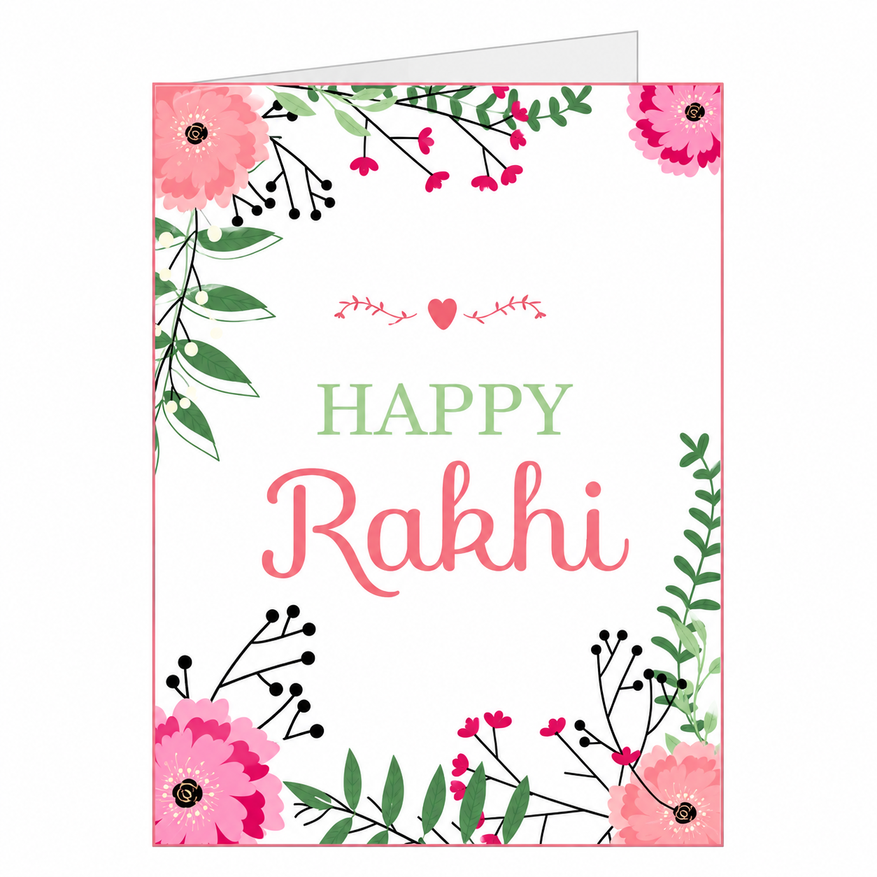 Pink Floral Rakhi Greeting Card