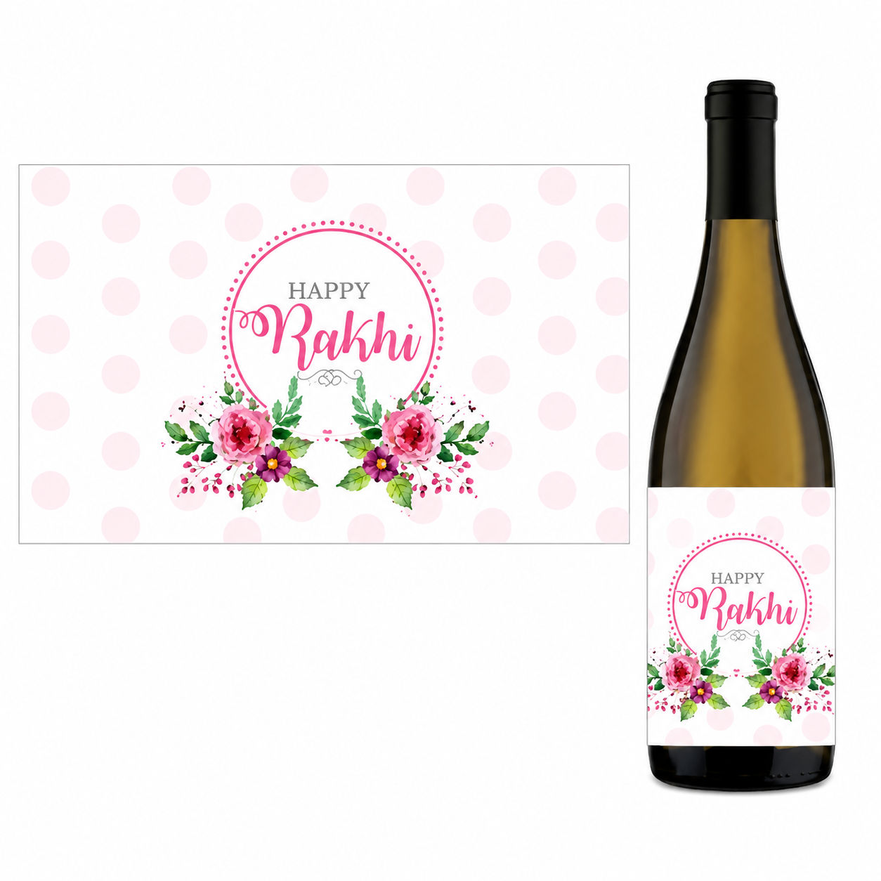 Personalised Pink and Green Floral Rakhi Label