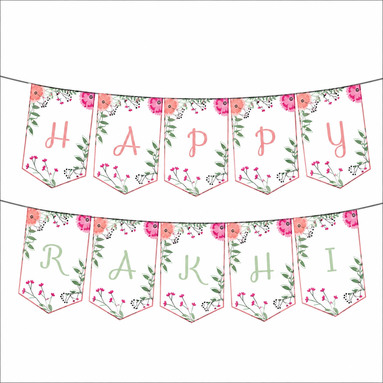 Pink Floral Rakhi Theme Bunting